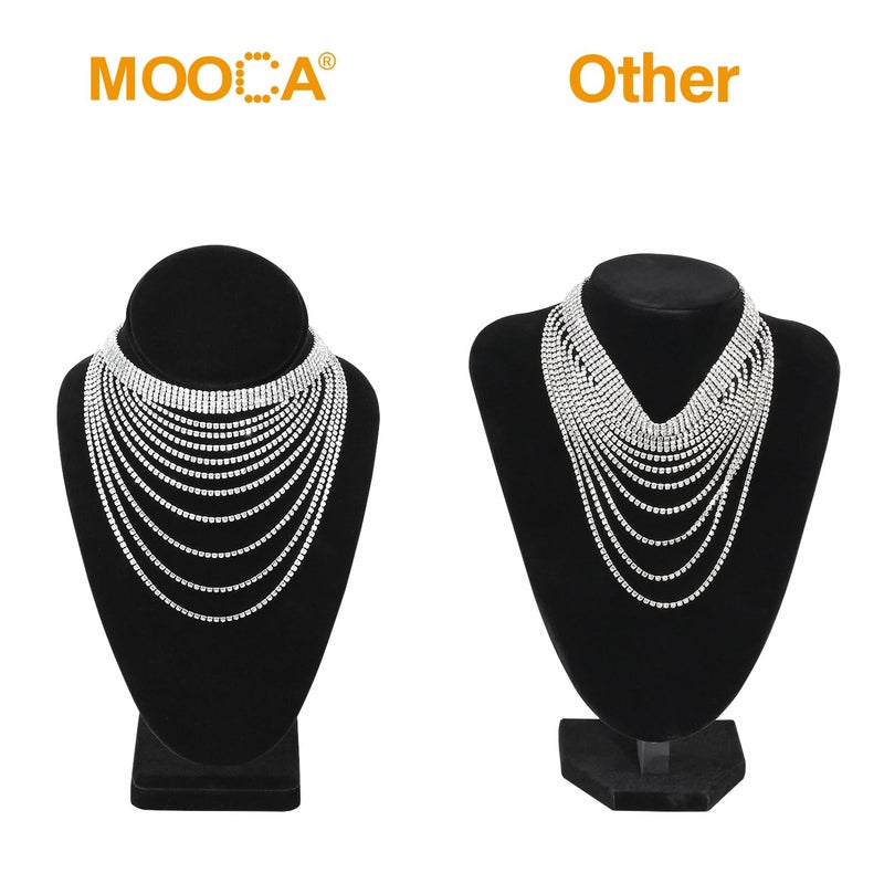 MOOCA 2 Pcs Deluxe Medium Necklace Chain Jewelry Bust Display Holder Stand, Necklaces Display Mannequin, Bust Stand, 6 3/8 W x 4 1/4 D x 10 H in, Black Velvet - Image 3